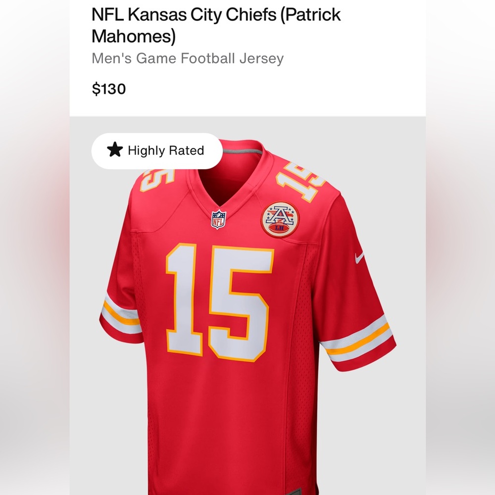 NWT Nike Patrick Mahomes Kansas City Chiefs Nike Game Jersey - Red. Medium.